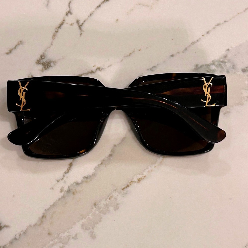 Saint Laurent SL M9 003 Sunglasses Tortoise Shell YSL Monogram Square Womens - Picture 3 of 10